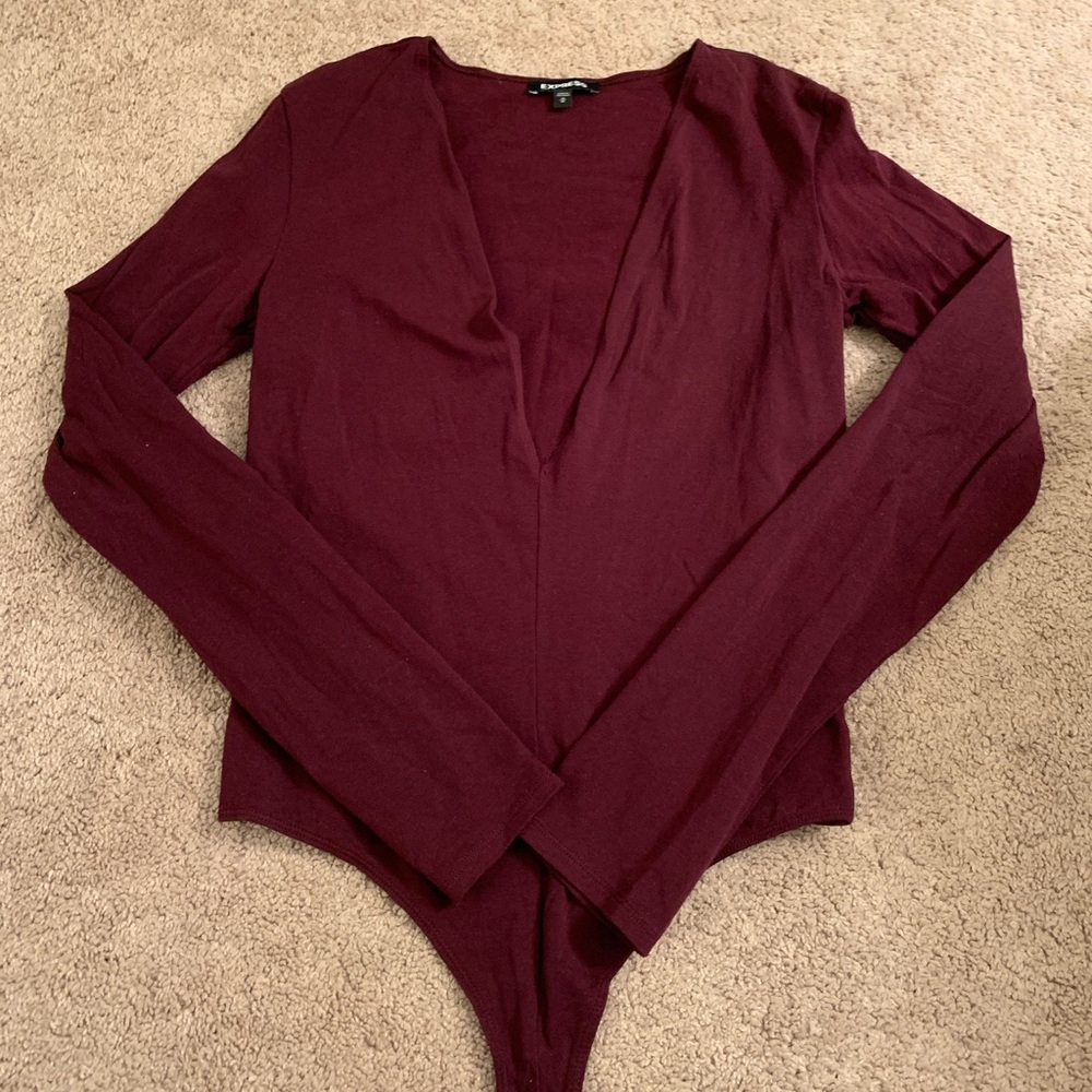 Express Deep V-Neck Long Sleeve Bodysuit